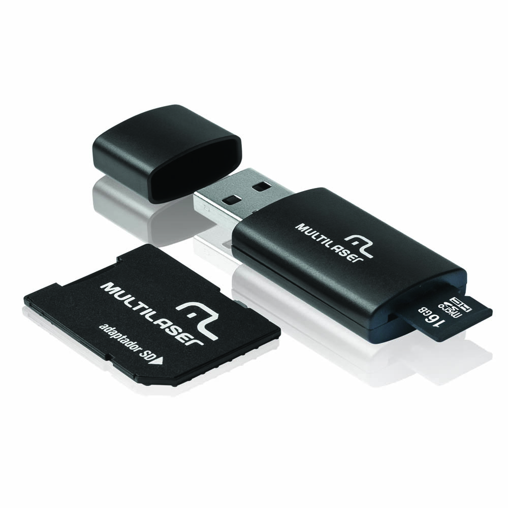 Kit Multilaser 3 em 1 Pen Drive – Micro SD 16 GB – Adaptador e Leitor de Cartão Classe 10